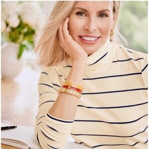 Talbots NWT Women’s Cotton Striped Turtleneck Cream & Navy Blue Size Petite M